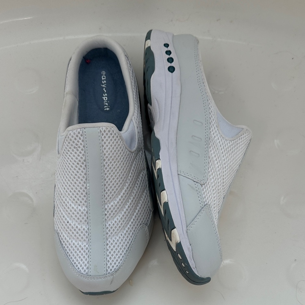 Easy Spirit White and Gray Women's Slip-On Sneakers